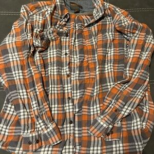 Northwest Orange and Gray Plaid Casual Button Down Shirt